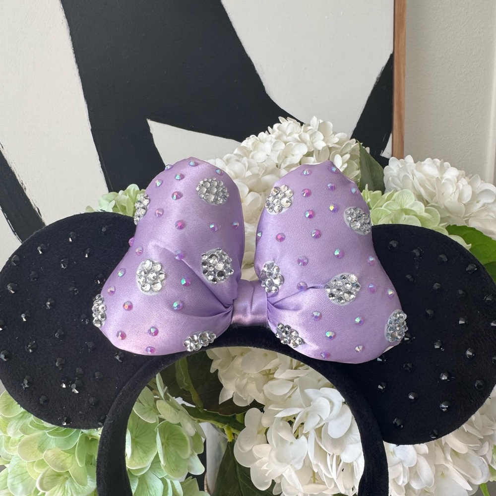 Black and Purple Mouse Ears Headband